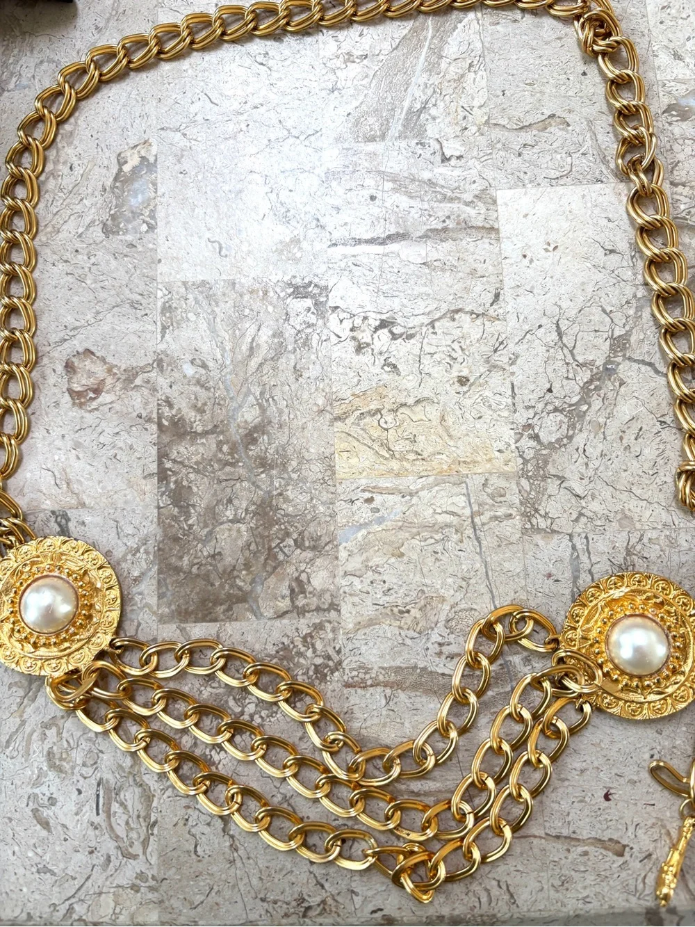 Vintage Gold Layered Chain Belt Adjustable